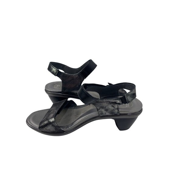 Naot Womens Black/Metallic Double Strap Leather Heeled Sandals Size 37 - Picture 12 of 13